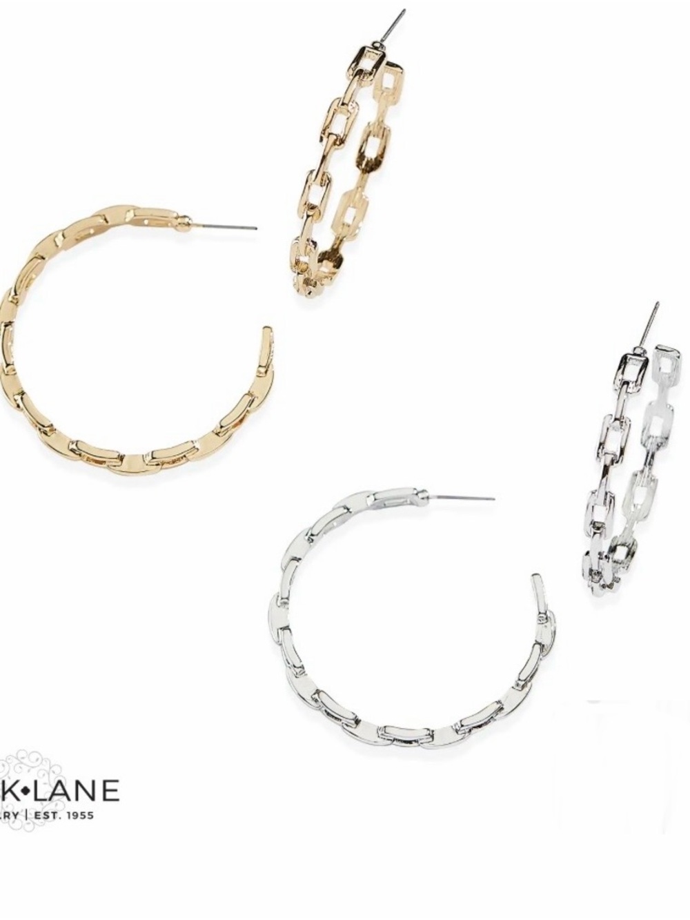 Park Lane Chantel Chain-Link Hoop Earrings in Silver